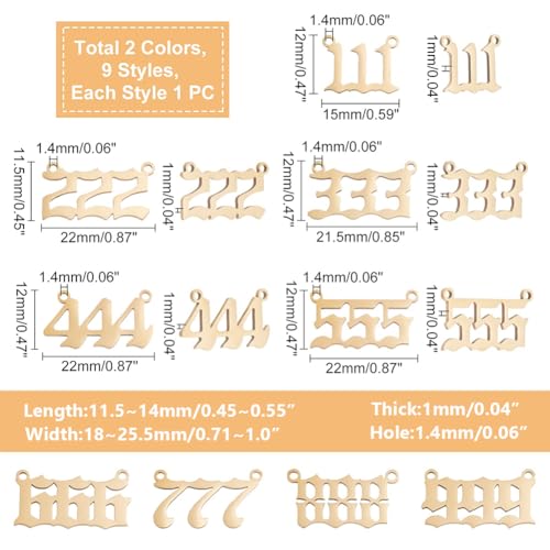 UNICRAFTALE 2 Colors Number 1~9 Pendants Stainless Steel Linking Charms Lucky Number Sports Charm Angel Number Necklace 999 Pendants Numerology Jewelry Birthday Gift11.5~12mm long