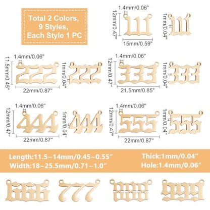 UNICRAFTALE 2 Colors Number 1~9 Pendants Stainless Steel Linking Charms Lucky Number Sports Charm Angel Number Necklace 999 Pendants Numerology Jewelry Birthday Gift11.5~12mm long