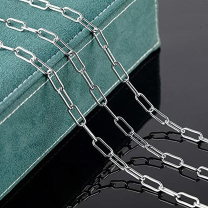 Silver Stainless Steel Chain Link 16.4 Feet Oval Paperclip Cable Necklace Chains Bulk with Lobster Clasps and Jump Rings for Men Women Jewelry Chain DIY Making - color: Steel Paperclip Chain_17x7mm
