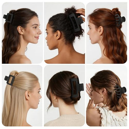 Small Medium Claw Clips for Women, 3 Styles Hair Clips for Thick and Thin Hair, Non-slip Strong Hold, 12 Pcs (Black) - color: Black