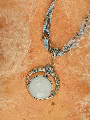 MINACHI Multilayer Beads Chain Necklace, Turquoise-Toned Stone Pendant, Vintage Hippie Retro Bohemia Style, Fashion Jewelry for Women - style: Necklace NEC.001