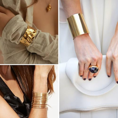 RIOSO 4 Pcs Cuff Bracelets for Women Statement Thick Chunky Cuffs Bangle Bracelet