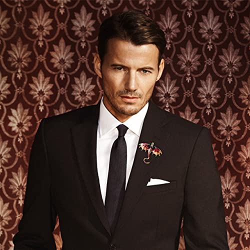 Collar Chain Pin for Men and Women - Hanging Tassel Brooch Lapel Pin for Business Suits - Bar Pin With Long Chain - Gifts - color: O: Dragon brooch red