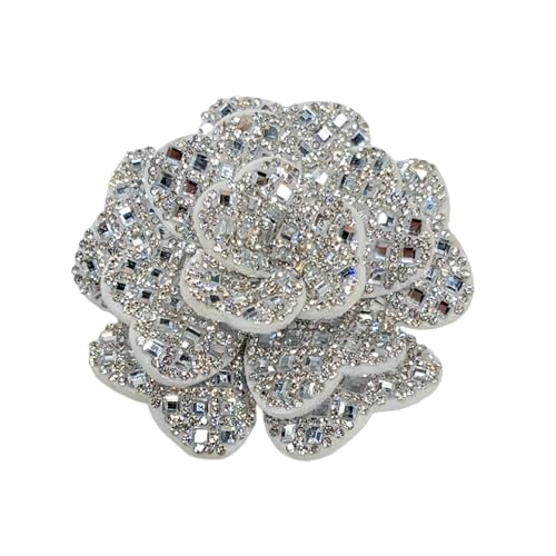 Rhinestone Camellia Flower Brooch Pin for Women Ladies Unisex Fashion Crystal Rose Clover Floral Brooches Lapel Pins Dainty Dress Accessories Jewelry Gift Boutonniere Corsage Wedding Holiday Party 70mm - color: White
