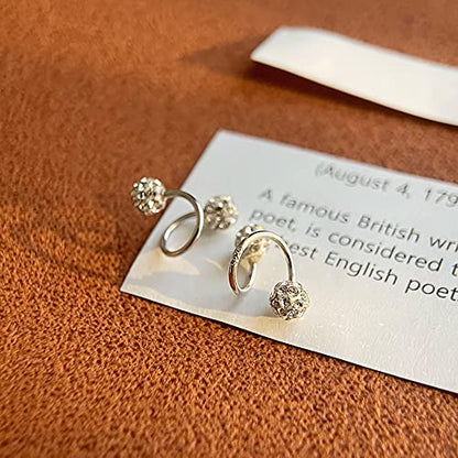Full of Crystal Ball Cuffs Twist Climber Earrings Hypoallergenic 925 Sterling Silver for Women Cubic Zirconia Cartilage Pierced Crawler Wrap Huggie Studs Helix Earring Shamballa Inspired Fashion Jewelry Birthday Gifts