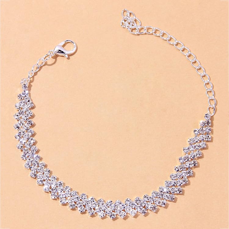 Sora Tuki Ankle Bracelets for Women Tennis Rhinestone Anklets for Women Butterfly Heart Star Cross Anklet Bracelet for Women Plus Size Anklet Bracelets for Big Ankle Beach Foot Jewelry - style: 1 - simple style