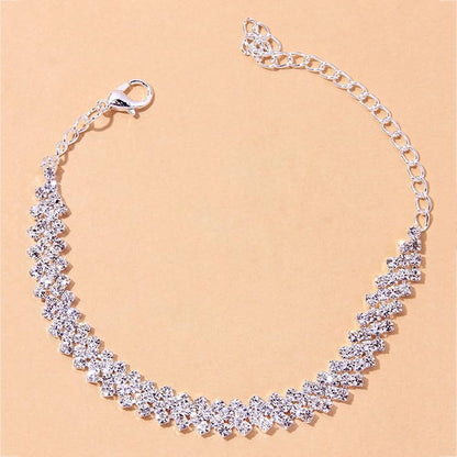 Sora Tuki Ankle Bracelets for Women Tennis Rhinestone Anklets for Women Butterfly Heart Star Cross Anklet Bracelet for Women Plus Size Anklet Bracelets for Big Ankle Beach Foot Jewelry - style: 1 - simple style