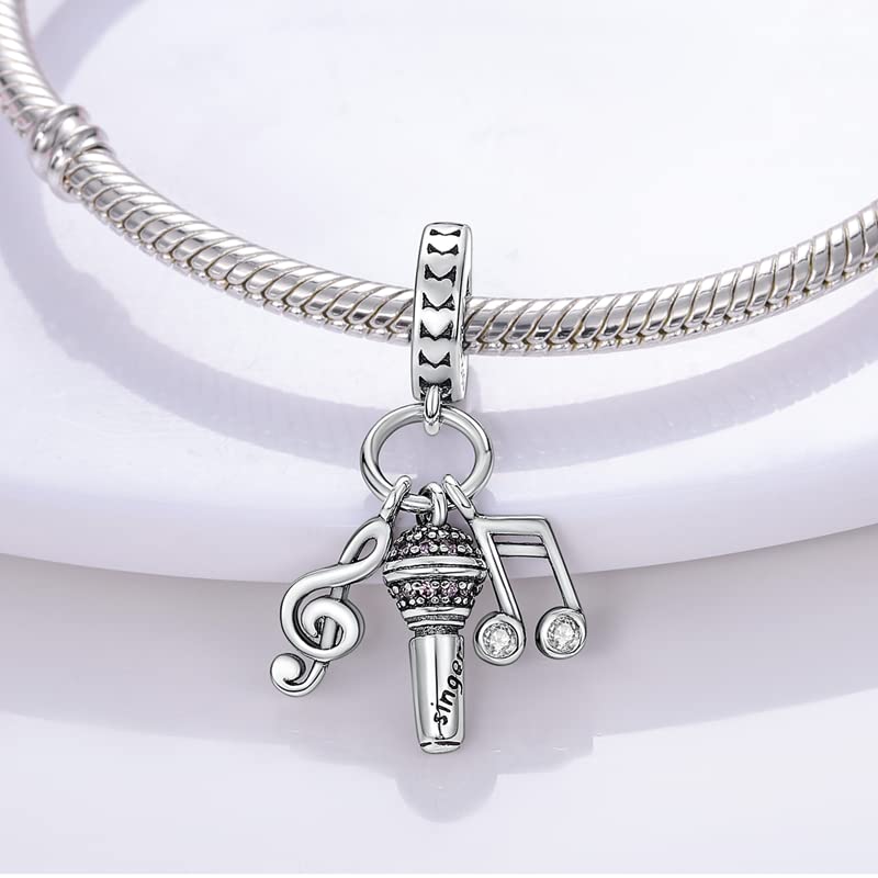LNQOBU 925 Sterling Silver Charms for Bracelets Dangle Pendant fit Pandora Bracelets or Necklaces Jewelry Woman Gift Beads Charm (With one Spacer Beads) - style: 2PCS Music Headphone Charm