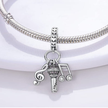 LNQOBU 925 Sterling Silver Charms for Bracelets Dangle Pendant fit Pandora Bracelets or Necklaces Jewelry Woman Gift Beads Charm (With one Spacer Beads) - style: 2PCS Music Headphone Charm