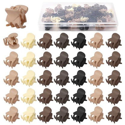 JANYUN 48Pcs Matte Small Mini Hair Claw Clips,Tiny Claw for Girls Women | Neutral Color Small Hair Clips, Non-Slip, Tiny Plastic Strong Grip Multifunction, Accessories Hairstyle Birthday Gifts - color: Matte