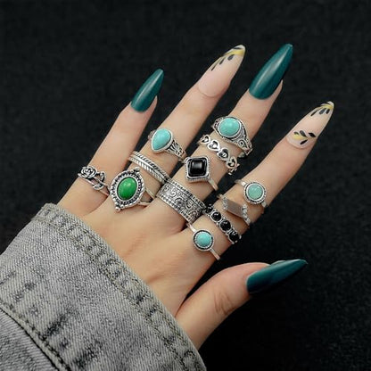 Layering Rings for Women, Adjustable Stainless Steel Joint Finger Cubic Zirconia Stackable Thumb Rings Band for Statement Open Knuckle Stacking for Women - color: Silver Rhinestone 12PCS