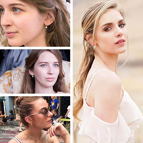 925 Sterling Silver Hoop Handpicked AAA+ Quality 7.5-8mm White Freshwater Cultured Pearl Dangle Drop Earrings Jewelry for Women - color: 1. Silver