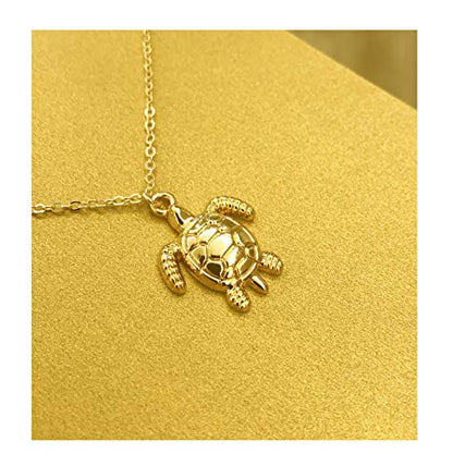 Baydurcan Friendship Anchor Compass Necklace Good Luck Elephant Pendant Chain Necklace with Message Card Gift Card - style: Sea turtle