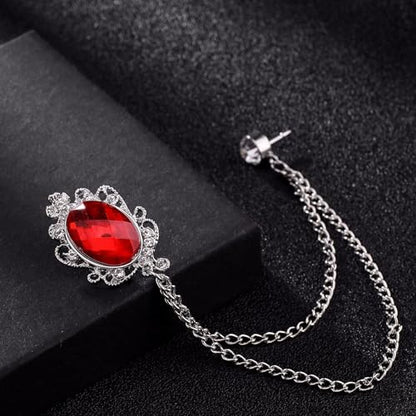 Men's Gem Tassel Brooch Lapel Pin Elegant Badge Hanging Chains Collar Brooches Pin for Career Suit Tuxedo of Shirts Tie Hat Scarf for Boyfriend Father Birthday - style: Silver with Clear Crystal