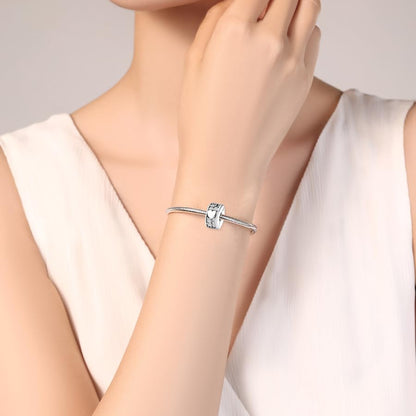 925 Sterling Silver Openable Clip Spacer Bead Fits Pandora Bracelet | Hypoallergenic Clip Stopper Charm, Star Clover Butterfly Floral Mom Heart Paved Zircon Gift for DIY Charm Bracelet Jewelry - color: Heart