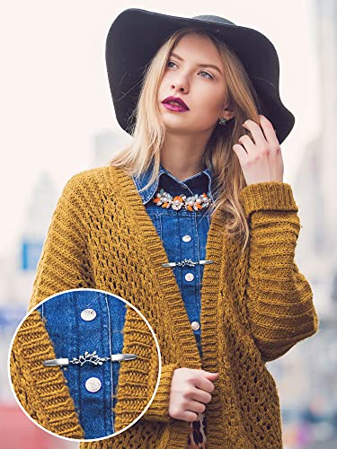 Hicarer 6 Pieces Vintage Shirt Dress Cardigan Clip, Waist Clip for Women, Sweater Shawl Brooch Jacket for Clothing - style: Elegant Style