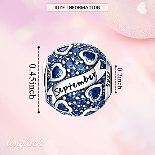 925 Sterling Silver Birthstone Charms fits Charms Bracelets for Woman，with 5A Cubic Zirconia Dangle Pendant Bead,Happy Birthday Charms for Bracelet and Necklace Valentine's Day Mother's Day Gift - color: 1-September Birthstones