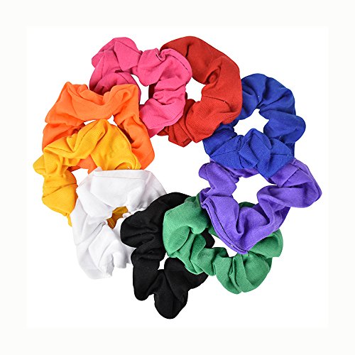 9 Pack Scrunchies Hair Ties (Rainbow) - color: Rainbow