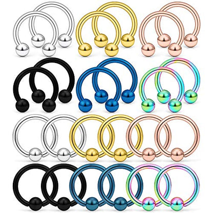 12G Septum Rings Ear Gauges Earrings Hoops Eyebrow Piercings lip Rings Hoop 316L Surgical Steel Cartilage Helix Tragus Rook Daith Earrings Piercing Jewelry for Women Men 10mm 12mm 14mm 16mm - style: 12G 12MM Mix Color
