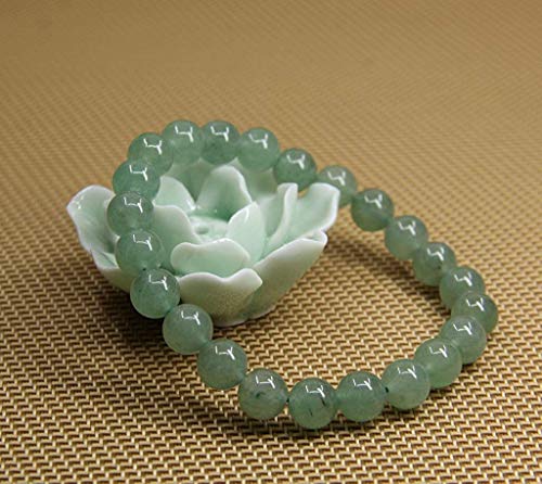 Angelstones Gemstones 8mm Round Beads Healing Crystal Bracelet for women | Natural Gemstone, Handmade Gifts for Women, Healing Crystal Round Beaded Stretch Bracelets, Unisex Jewelry for Women and Men - color: Green Aventurine