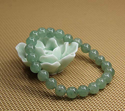 Angelstones Gemstones 8mm Round Beads Healing Crystal Bracelet for women | Natural Gemstone, Handmade Gifts for Women, Healing Crystal Round Beaded Stretch Bracelets, Unisex Jewelry for Women and Men - color: Green Aventurine