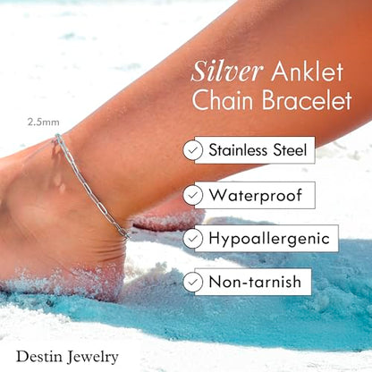 DESTIN Jewelry 18K Gold Plated Paperclip Chain Necklace, 2.5-6.5mm | Waterproof, hypoallergenic and tarnish-resistant adjustable stainless steel layering chain for women. - color: Stainless Steel, size: 9", style: 2.5 MM