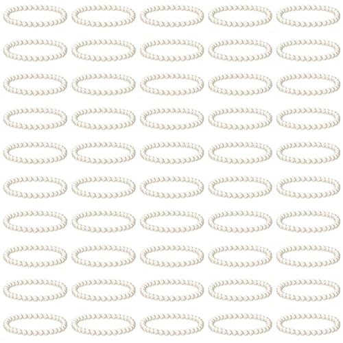 50/100/150 Pcs Pearl Bracelets for Women Wedding Bridal Elastic Faux Pearl Bracelet for Party Favor Jewelry Gifts - color: White