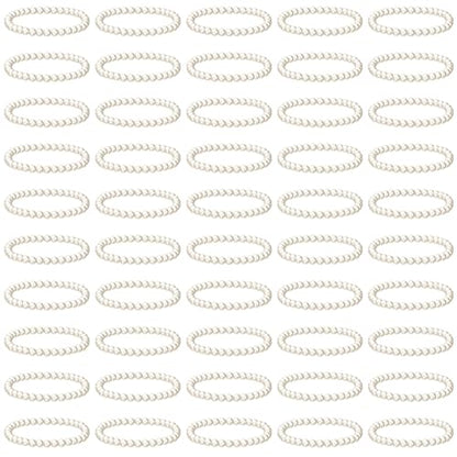50/100/150 Pcs Pearl Bracelets for Women Wedding Bridal Elastic Faux Pearl Bracelet for Party Favor Jewelry Gifts - color: White