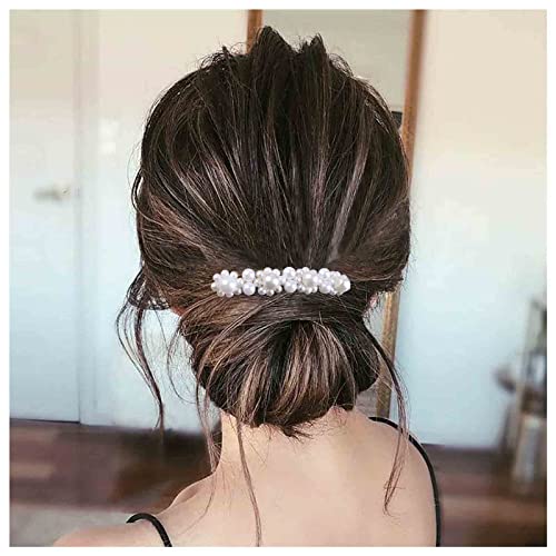 Pearl Hair Comb Barrette Pearl Hair Barrette Comb Faux Pearl Wedding Headpieces French Pearl Head Comb Clip Decorative Headwear Bride Hair Accessories for Women (Style D)