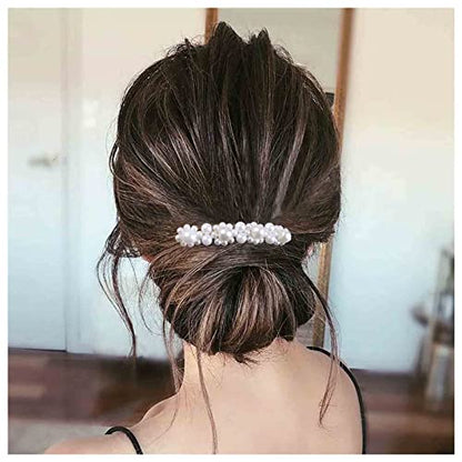 Pearl Hair Comb Barrette Pearl Hair Barrette Comb Faux Pearl Wedding Headpieces French Pearl Head Comb Clip Decorative Headwear Bride Hair Accessories for Women (Style D)