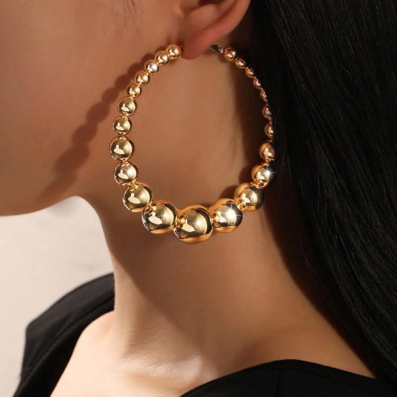 Gold Large Hoop Earrings Lightweight Chunky Gold Earrings Big Hoop Earrings for Women Silver Chunky Earring Gold Statement Earring Fashion Trendy Jewelry - style: A - gold