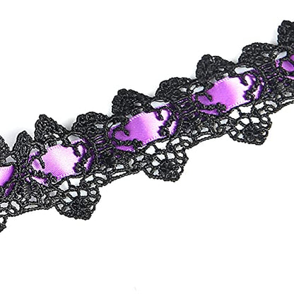 Dainty Black Lace Crystal Choker Necklace Lace Gothic Choker for Women for Halloween Weeding Costume Party Prom Vampire Choker - color: Purple