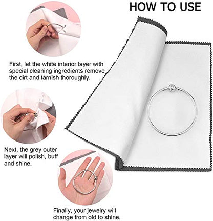 SEVENWELL Silver Polishing Cloth, Jewelry Cleaner Cloth for Sterling Silver Jewelry, Gold, Platinum, Silverware, Diamonds, Gemstones, Coins (2pcs Dark Gray and 2pcs Light Gray (Large)) - color: 2pcs Dark Gray and 2pcs Light Gray (Large)