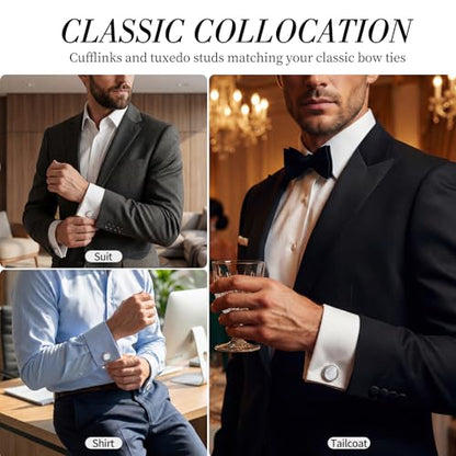Tuxedo Cuff Links,Cufflinks for Men | Stainless Steel, Lead-Free and Nickel-Free, Gift Box Packed, Boyfriend Husband Father, Wedding Party Anniversary Birthday - color: White