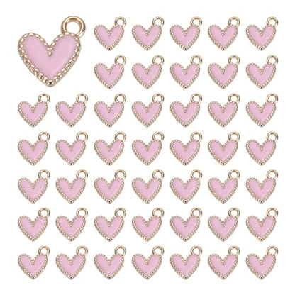 MECCANIXITY Enamel Alloy Heart Charm,Valentine Heart Pendants Love Jewelry Making Charm for DIY Necklace Bracelet Earrings Keychain - color: Pink