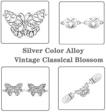 3 Styles Vintage Shirts Dresses Shawl Clips for Women Girls Retro Cardigan Collar Clips Brooch for Clothing - style: Style 1
