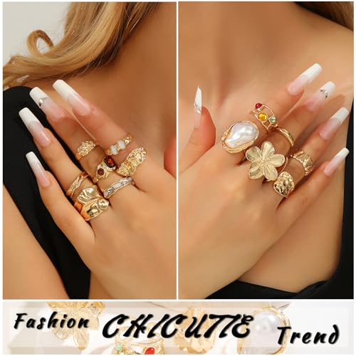 CHICUTIE Knuckle Rings Set For Women Stackable Joint Finger Midi Rings Dainty Cubic Crystal Zirconia Hollow Twist Cute Pack Jewelry Gift - color: Gold