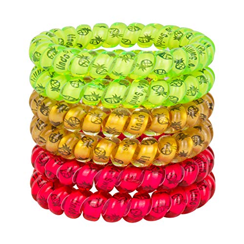 Lindo LARGE SWIRLYDO Premium Waterproof Coil Hair Ties, No Pony Line, No Headaches, No Slip, Strong Gentle Accessory for Women, Multi-colored (Pineapple) - color: Pineapple