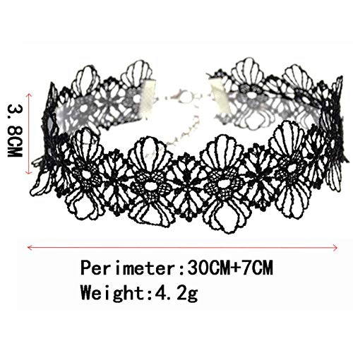 Teensery 10Pcs Womens Choker Necklaces Assorted Color Lace Charm Stretch Gothic Tattoo Chokers Necklace Set