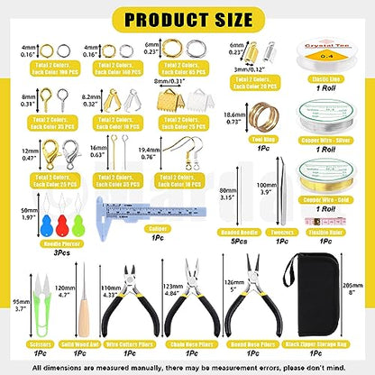 Mardatt 950Pcs Jewelry Making Supplies Kit - Includes Pliers, Wires, Jump Ring Opener, Tweezers, Awl & Accessories for Making & Repair - size: No.1-950Pcs