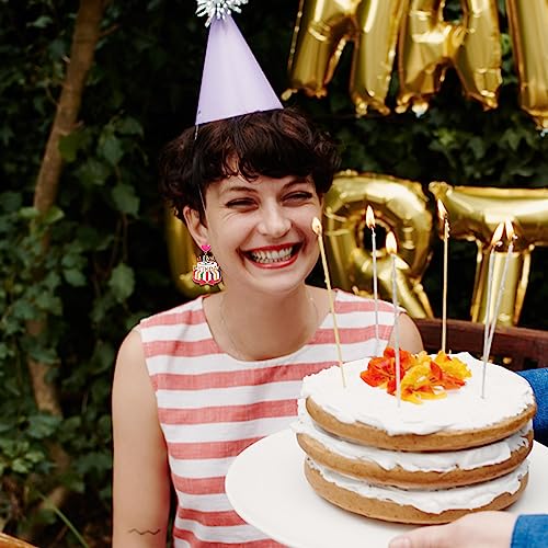 Birthday Earrings for Women Happy Birthdays Earrings Statement Cake Champagne Bottle Earring Happy Birthdays Dangle Earring Birthday Gifts Party Favors - color: Cake