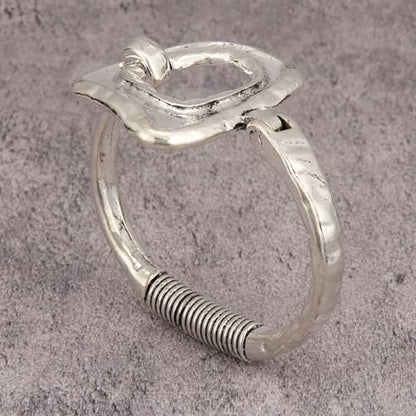 GelConnie Chunky Cuff Bangle Bracelet for Women, Statement Jewelry | Gold and Silver Tone Cuff Bangles with Resin, Crystal and Textured Accents for Party, Vacation and Dressy Looks - style: Bangle 03-Silver