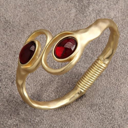 GelConnie Chunky Cuff Bangle Bracelet for Women, Statement Jewelry | Gold and Silver Tone Cuff Bangles with Resin, Crystal and Textured Accents for Party, Vacation and Dressy Looks - style: Bangle 02-Gold
