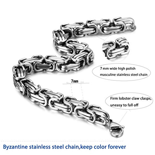 Heart Padlock Collar Stainless Steel Lock Necklace Byzantine Chain Necklace Locking Collar Choker for Men Women Jewelry - style: padlock necklace
