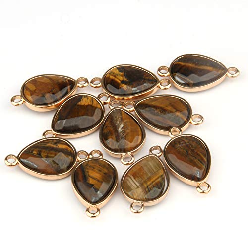 5Pcs Natural Stone Pendants, Agate Crystal Quartz Stone Connectors Charms Healing Chakra Gemstone Necklace Links Pendants for Jewelry Making 28X15X7mm (Random Mixed Colors)