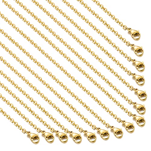 20 Pack Necklace Chains Gold Plated Stainless Steel Cable Chain Necklace Bulk for Jewelry Making, 18 Inches - size: 18 Inches