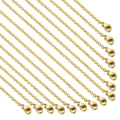 20 Pack Necklace Chains Gold Plated Stainless Steel Cable Chain Necklace Bulk for Jewelry Making, 18 Inches - size: 18 Inches