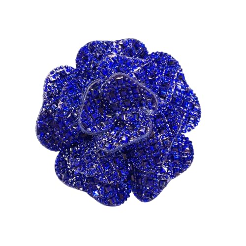 Rhinestone Camellia Flower Brooch Pin for Women Ladies Unisex Fashion Crystal Rose Clover Floral Brooches Lapel Pins Dainty Dress Accessories Jewelry Gift Boutonniere Corsage Wedding Holiday Party 70mm - color: Royal Blue