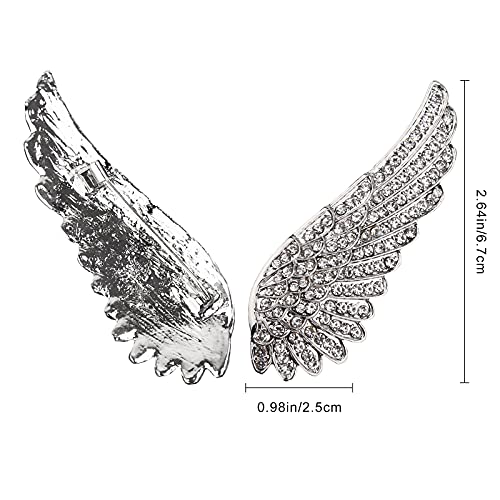 Pearl Diamond Brooch Pins for Dress Sweater Scarf, Wedding Party Decoration Birthday Christmas Gift - style: Angel Wing (Silver)