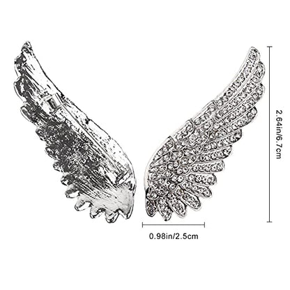 Pearl Diamond Brooch Pins for Dress Sweater Scarf, Wedding Party Decoration Birthday Christmas Gift - style: Angel Wing (Silver)